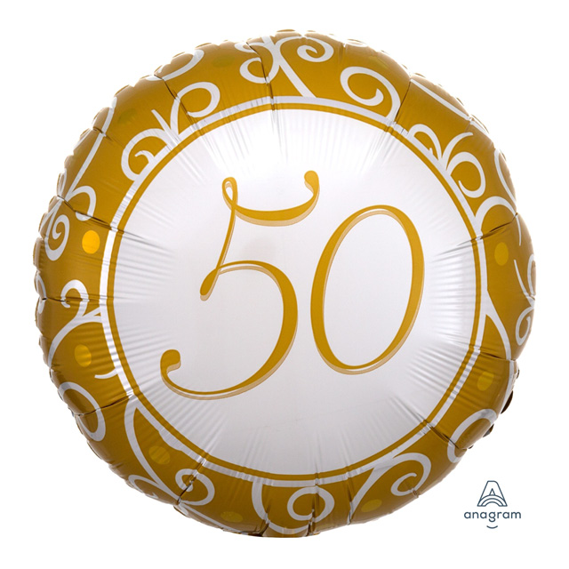 Helium Ballon 50 jaar 45 CM, huwelijksvballon, greetzballon, ballon versturen, ballon per post, ballon cadeau, helium ballon kado ballon, ballonnen folie, folie ballon, 50 jaar getrouwd ballon