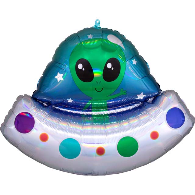 Helium Ballon Holographic Alien 70 CM, ballon versturen, ballon per post, helium ballon, ballon kado, ballon met helium, alien ballon, greetz, hallmark