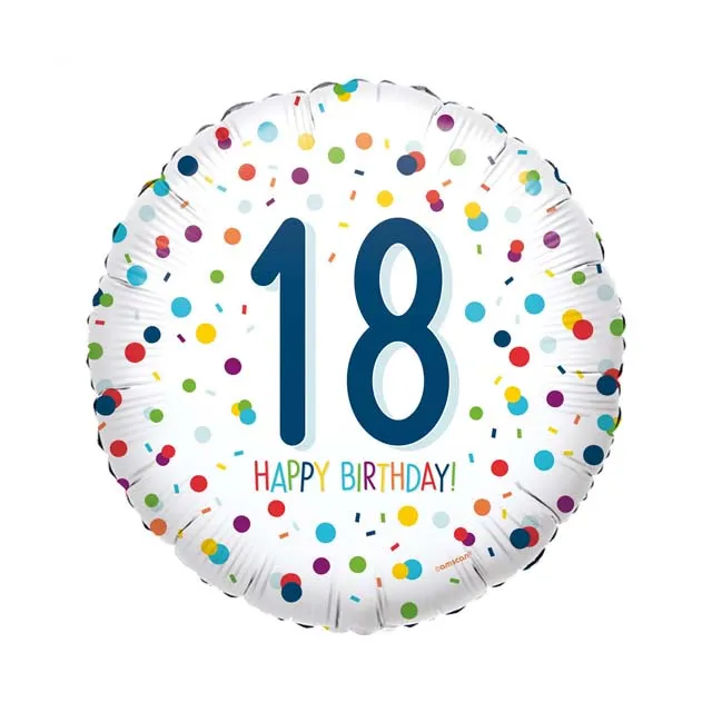 Helium Ballon 18 confetti birthday 45 cm
