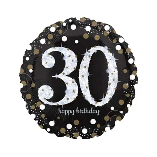 Happy Birthday 30 Sparkle Birthday 45 cm