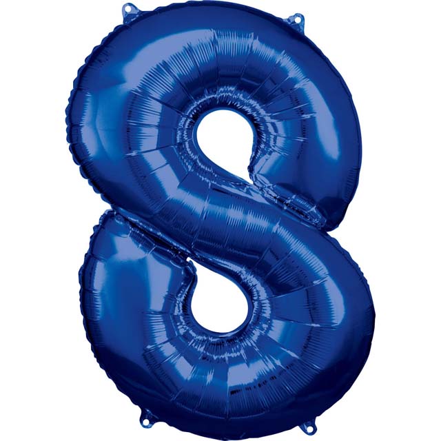 Helium Ballon Cijfer 8 Blauw