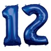 Helium ballon cijfer 12 blauw