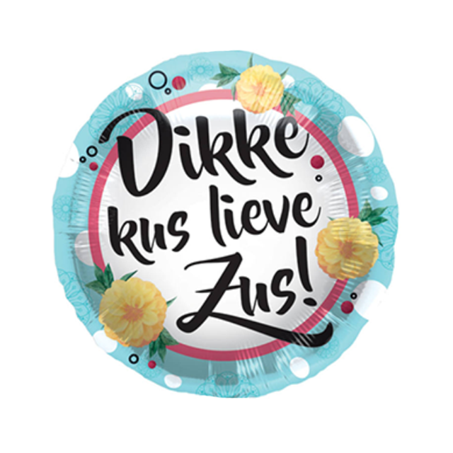 Helium Ballon Dikke Kus Lieve Zus 45 cm