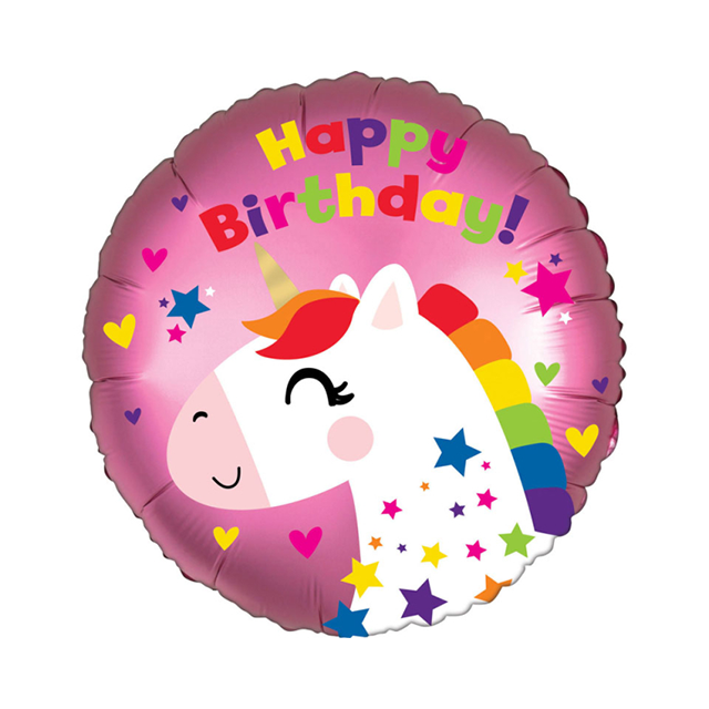 Helium Ballon Happy Birthday Satin Unicorn Eenhoorn 45cm