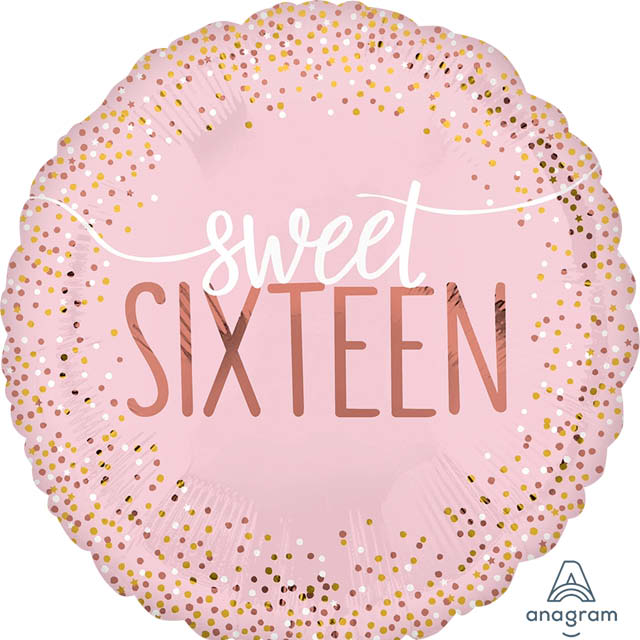 Helium Ballon Standard Sweet Sixteen Blush 45 CM