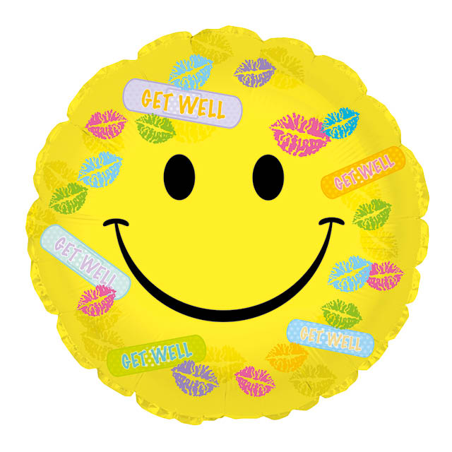 Helium Ballon Get Well Bandaids & Kisses 45CM