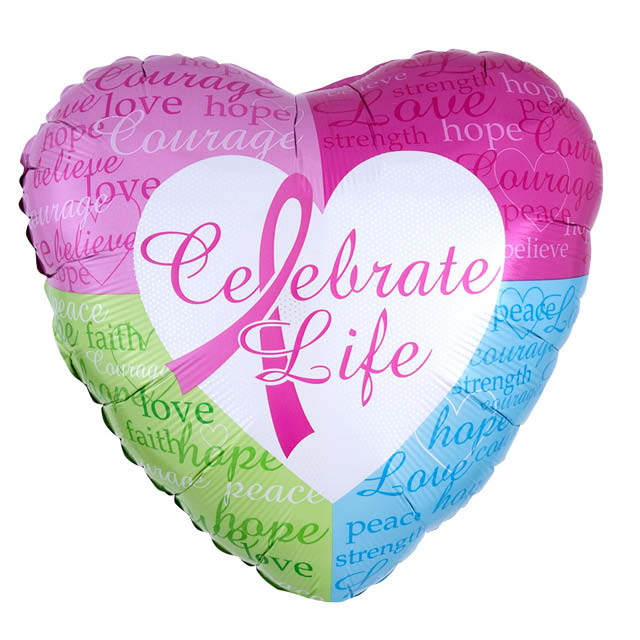 Helium Ballon Pink Ribbon 45 CM