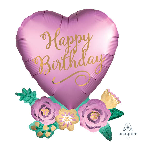 Helium Ballon Verjaardagshart bloemen 70 CM