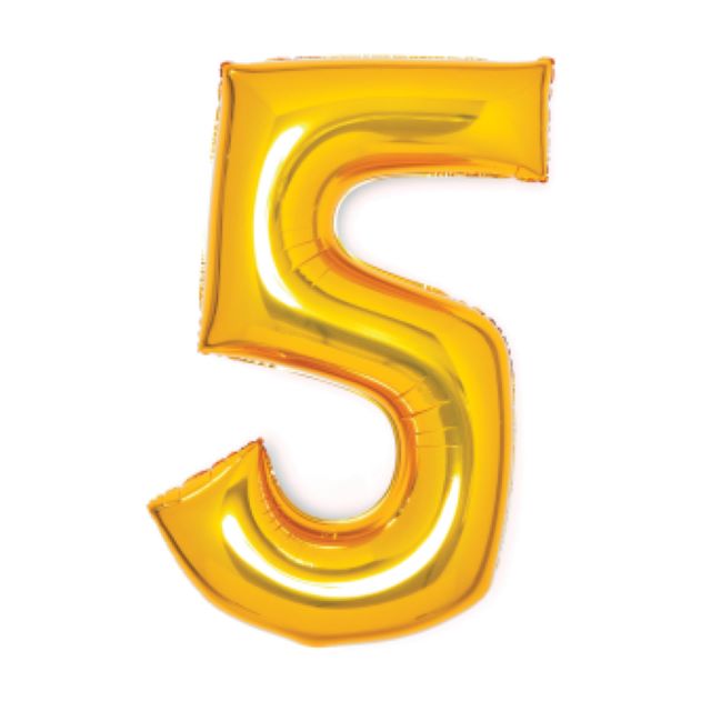 Helium Ballon Cijfer 5 Goud 70 cm