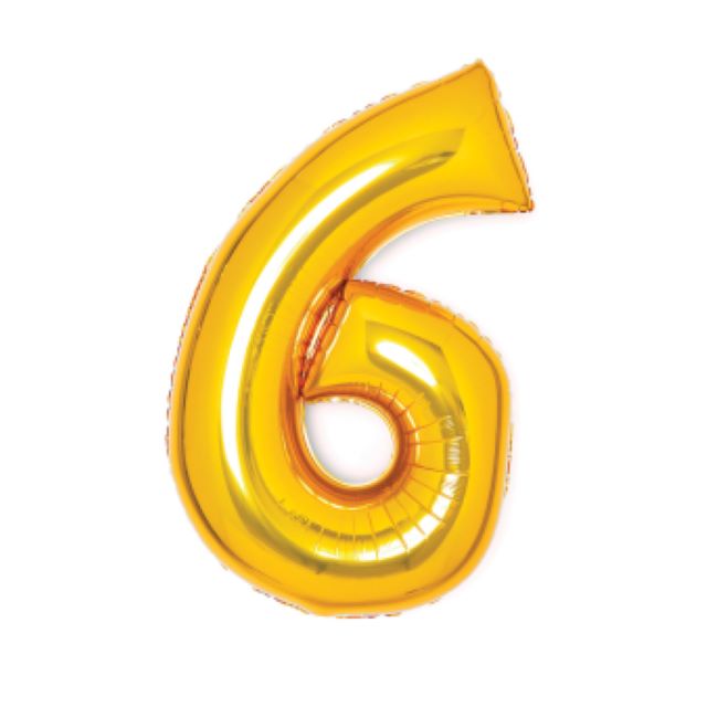 Helium Ballon Cijfer 6 Goud 70 cm