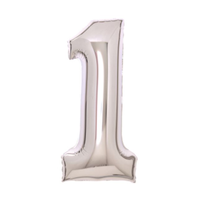 Helium Ballon Cijfer 1 Zilver 70 cm