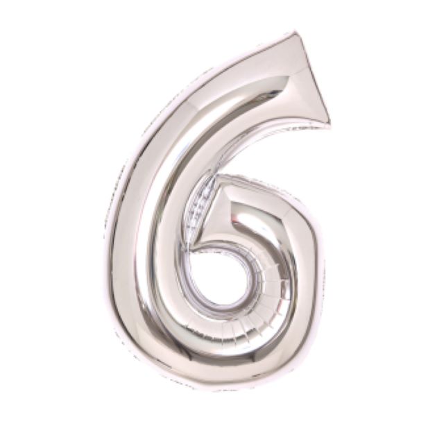 Helium Ballon Cijfer 6 Zilver 70 cm