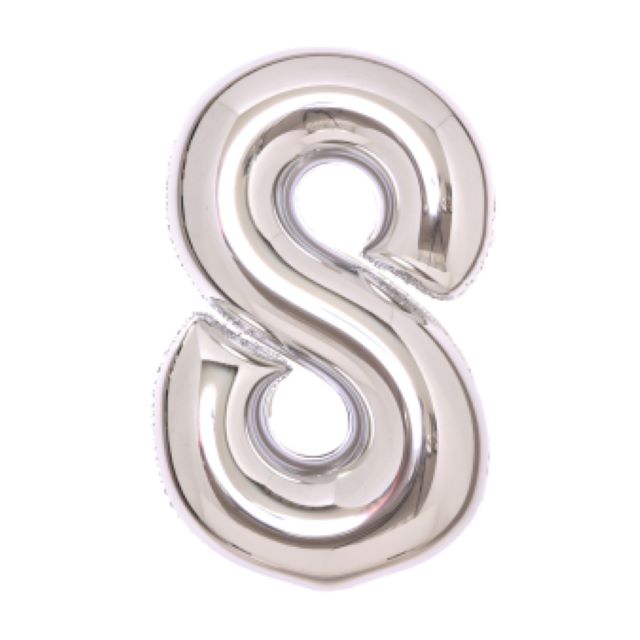 Helium Ballon Cijfer 8 Zilver 70 cm