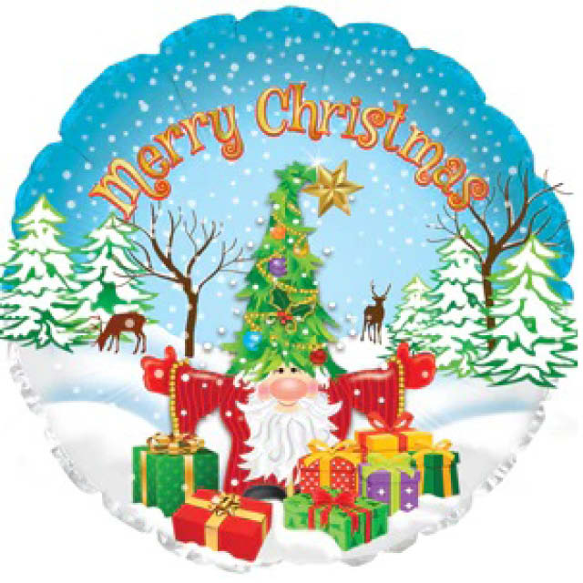 Helium Ballon Merry Christmas Tree Hat Gnome 45CM