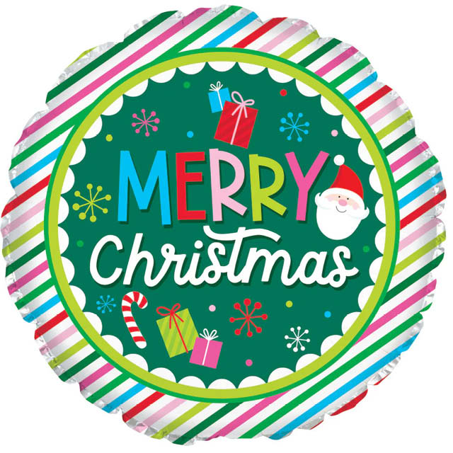 Helium Ballon Merry Christmas Stripes 45CM