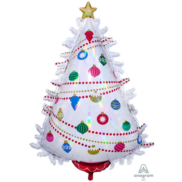 Helium Ballon witte kerstboom 70 CM