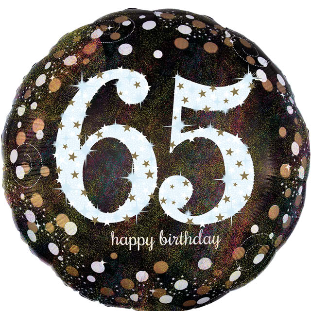 Helium Ballon XXL Jumbo Sparkling Birthday 65 ca. 90 CM