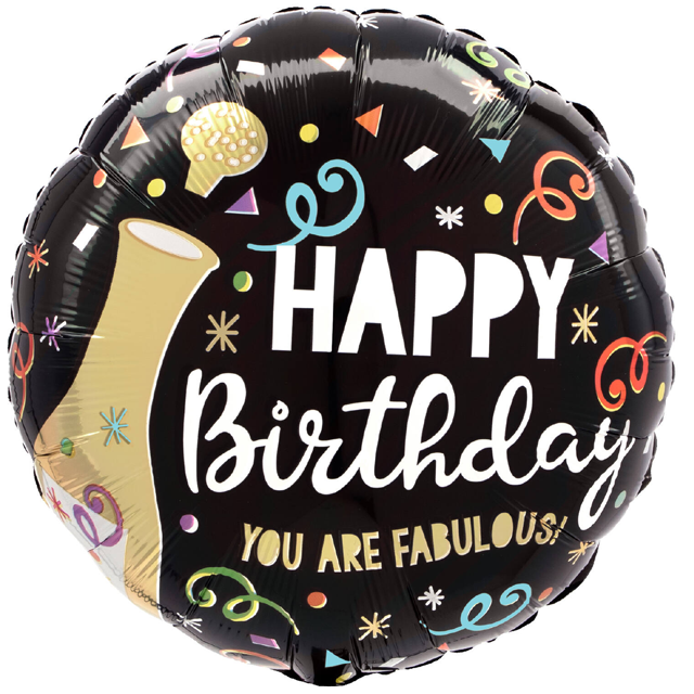 Helium Ballon Happy Birthday gold Bubbly 45 CM
