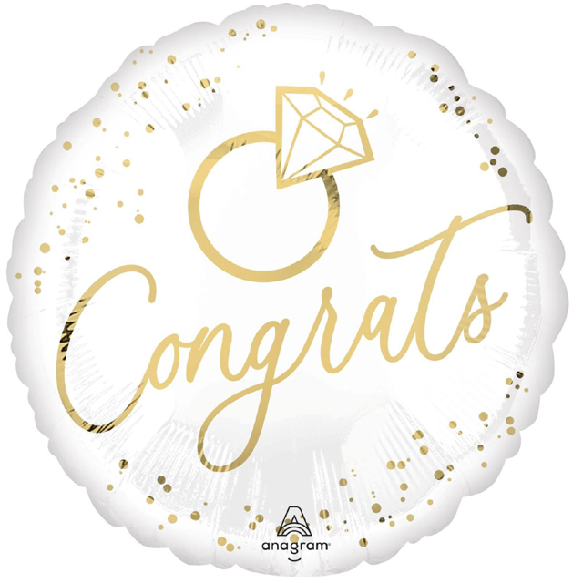 Helium Ballon White Gold Wedding 45 CM