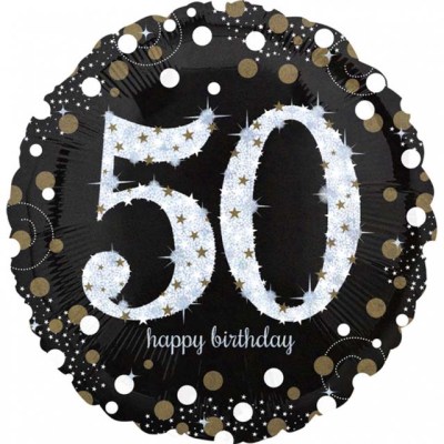 Helium Ballon XXL Jumbo Sparkling Birthday 50 ca. 90 CM
