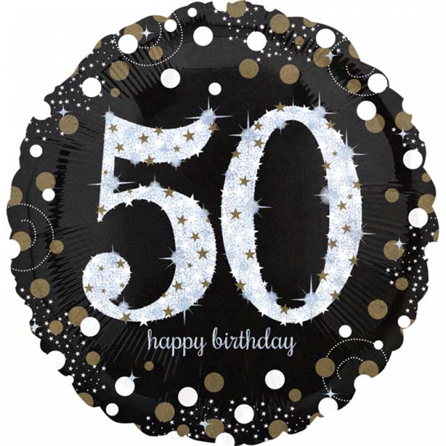 Helium Ballon XXL Jumbo Sparkling Birthday 50 ca. 90 CM