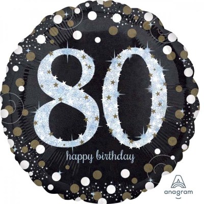 Helium Ballon XXL Jumbo Sparkling Birthday 80 ca. 90 CM
