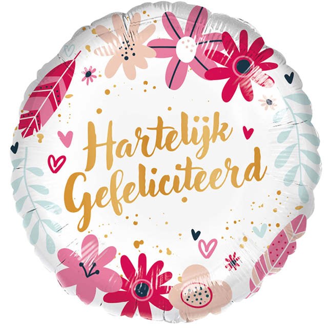 Helium Ballon Hartelijk Gefliciteerd Boho 45 CM
